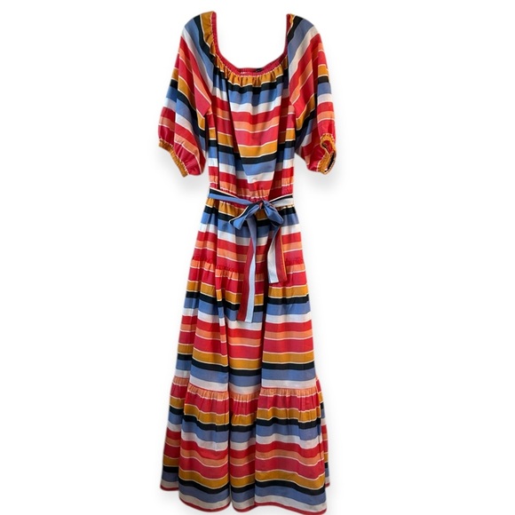 Boston Proper Striped Off-Shoulder Maxi Dress - Picture 6 of 9